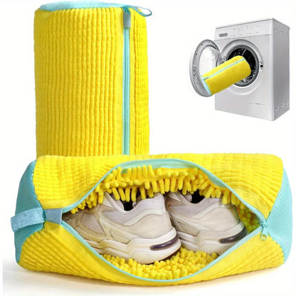 Microfibre Shoe Washer Bag for Washing Machine - Protective Sneaker Laundry Bag with Zipper and Cushion Padding