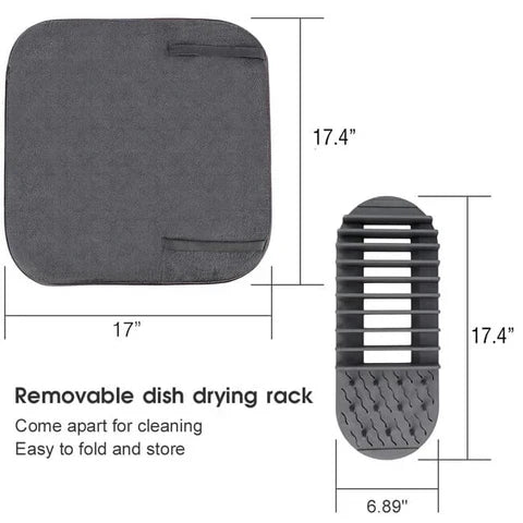 Dish Drying Mat, Multipurpose Plates Rack, Microfibre Absorbent Mat Pot Lid Holder