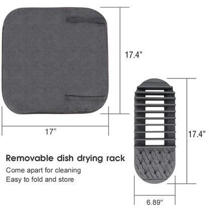 Dish Drying Mat, Multipurpose Plates Rack, Microfibre Absorbent Mat Pot Lid Holder