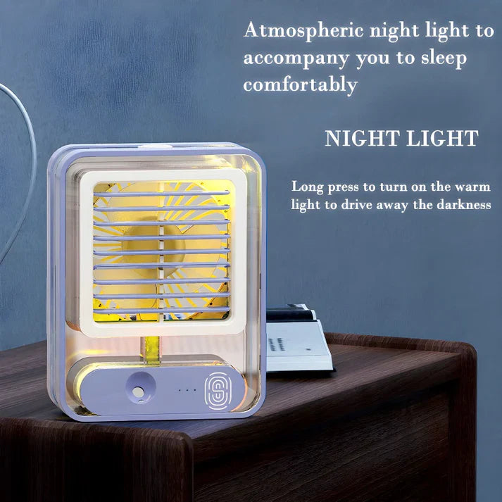 3 in 1 Rechargeable Portable Mini Air Cooler with Night Light Humidifier for Office & Home
