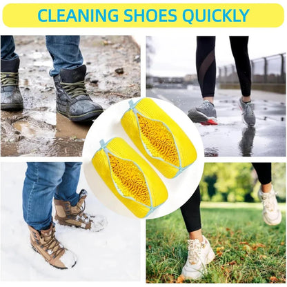 Microfibre Shoe Washer Bag for Washing Machine - Protective Sneaker Laundry Bag with Zipper and Cushion Padding