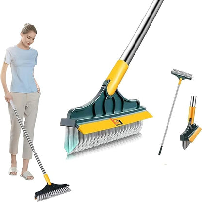 2 In 1 Floor Scrub Brush Wiper Rotating With Long Handle