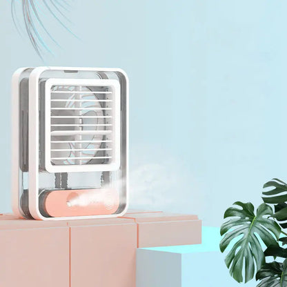 3 in 1 Rechargeable Portable Mini Air Cooler with Night Light Humidifier for Office & Home