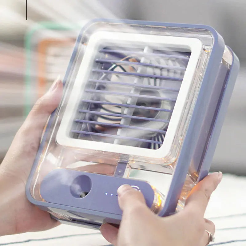 3 in 1 Rechargeable Portable Mini Air Cooler with Night Light Humidifier for Office & Home