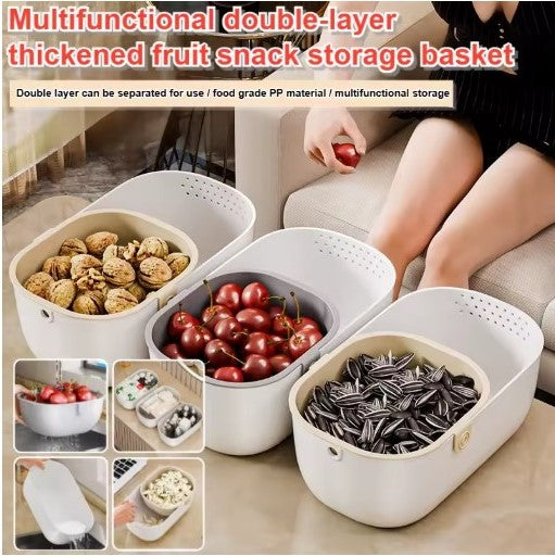 Multifunctional double thickened storage basket