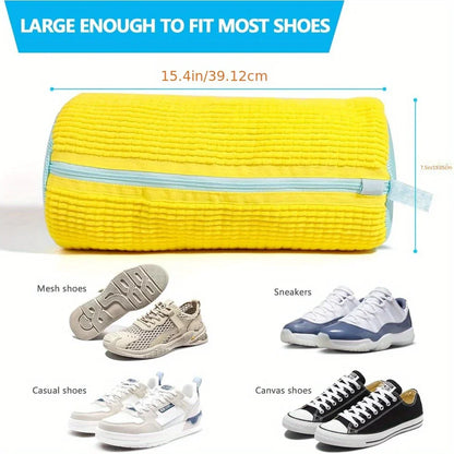Microfibre Shoe Washer Bag for Washing Machine - Protective Sneaker Laundry Bag with Zipper and Cushion Padding
