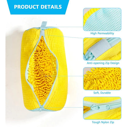 Microfibre Shoe Washer Bag for Washing Machine - Protective Sneaker Laundry Bag with Zipper and Cushion Padding