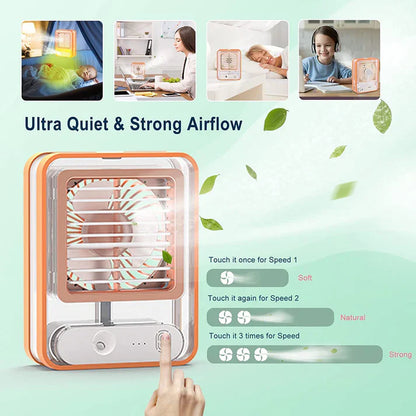 3 in 1 Rechargeable Portable Mini Air Cooler with Night Light Humidifier for Office & Home