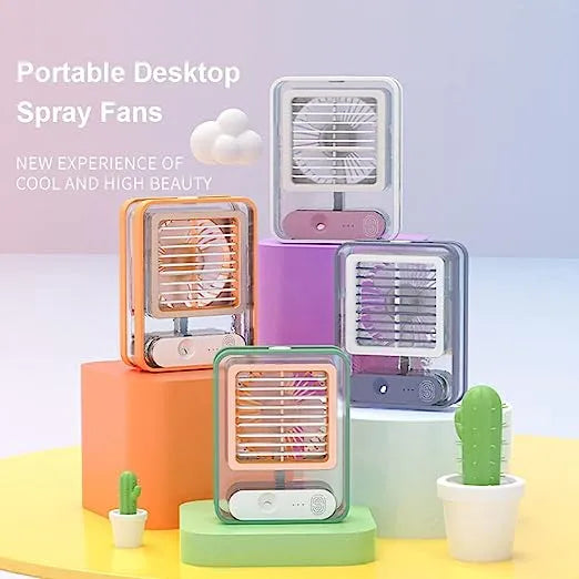 3 in 1 Rechargeable Portable Mini Air Cooler with Night Light Humidifier for Office & Home