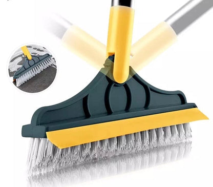 2 In 1 Floor Scrub Brush Wiper Rotating With Long Handle