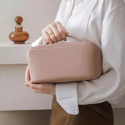 Large capacity leather Travel Cosmetic Bag