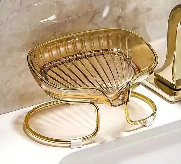 Waterfall Elegant Countertop Soap Dish With Metal Rack