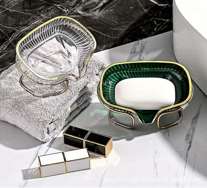 Waterfall Elegant Countertop Soap Dish With Metal Rack